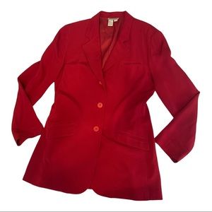 Vintage Ann Taylor Women’s Red Silk Blazer Jacket size 8